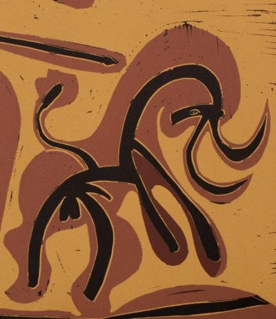 Pablo PICASSO : Picador et Taureau - Linogravure (1962) 2