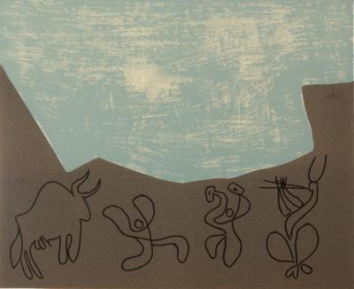 Pablo Picasso: Bacchanalia, Musicians and Bull - Linocut (1962) 2