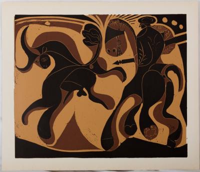 Pablo PICASSO : Picador face au taureau - Linogravure 2