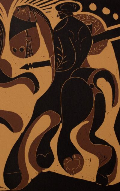 Pablo PICASSO : Picador face au taureau - Linogravure 2