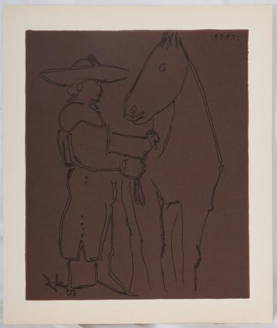 Pablo PICASSO (d’après) : Picador et cheval - Linogravure 2