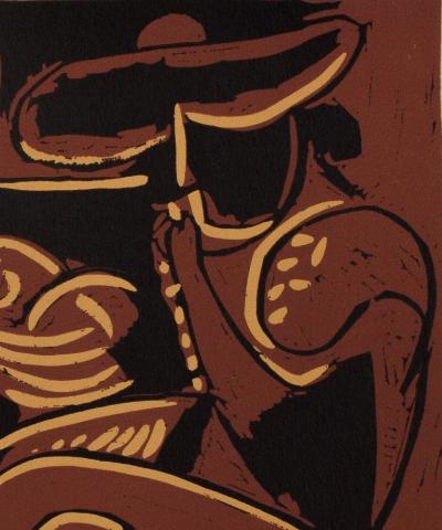 Pablo PICASSO (d’après) : Picador à la guitare - Linogravure 2