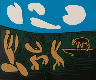 Pablo PICASSO (dopo): Baccanale: Ballerine e capra - Linoleografia 2