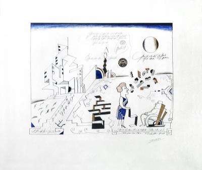 Saul Steinberg - Bahaus, 1966  Lithographie originale signee au crayon 2