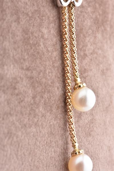 Collier papillon en or jaune de 45.5 cm, 2 perles 2