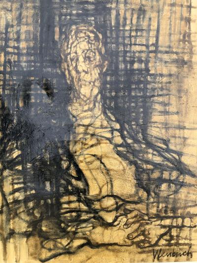 Claude WEISBUCH : Homme assis - Huile sur toile Signée 2