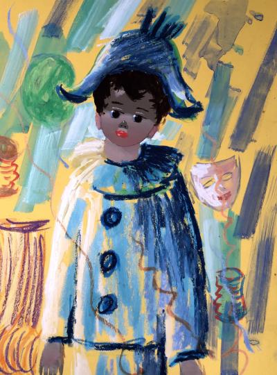 Nino GIUFFRIDA  - Arlequin au carnaval  - Aquarelle et gouache sur carton 2