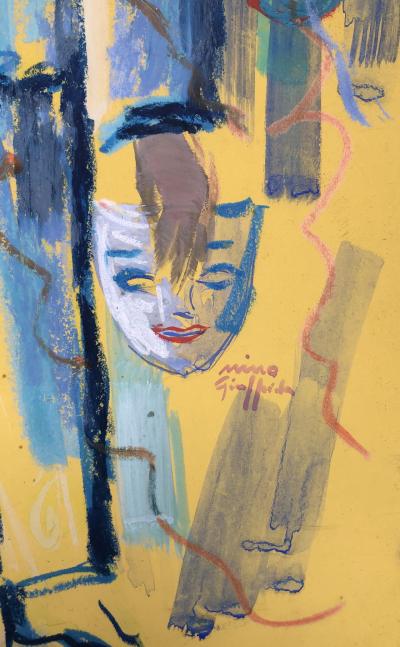 Nino GIUFFRIDA  - Arlequin au carnaval  - Aquarelle et gouache sur carton 2