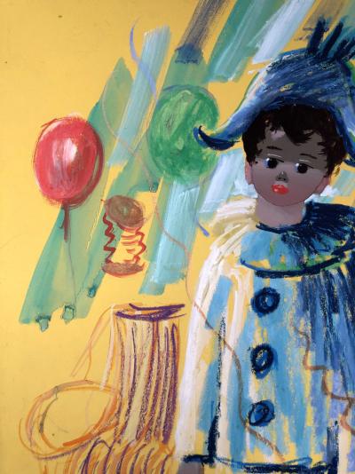 Nino GIUFFRIDA  - Arlequin au carnaval  - Aquarelle et gouache sur carton 2
