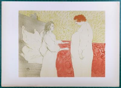 Henri De TOULOUSE LAUTREC - Femme au lit, de profile, se réveillant, 1952 - Lithograph 2