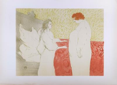 Henri De TOULOUSE LAUTREC - Femme au lit, de profile, se réveillant, 1952 - Lithograph 2