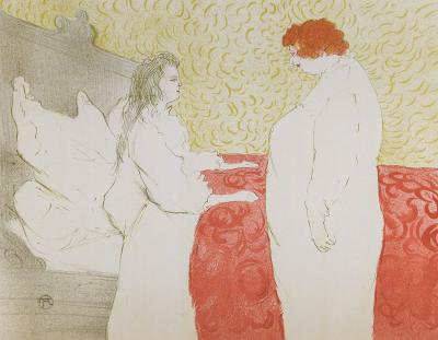 Henri De TOULOUSE LAUTREC - Femme au lit, de profile, se réveillant, 1952 - Lithograph 2