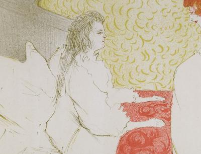 Henri De TOULOUSE LAUTREC - Femme au lit, de profile, se réveillant, 1952 - Lithograph 2