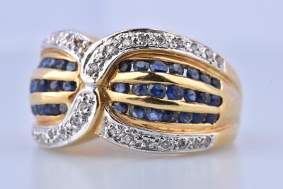 Bague en or jaune 18 carats ornée de 42 Saphirs et de diamants 2