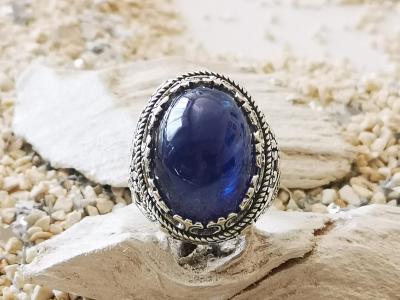 Bague chevalière en argent saphir cabochon de 15 carats 2