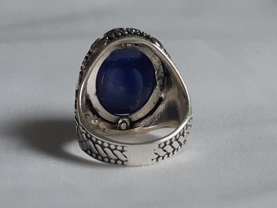 Bague chevalière en argent saphir cabochon de 15 carats 2