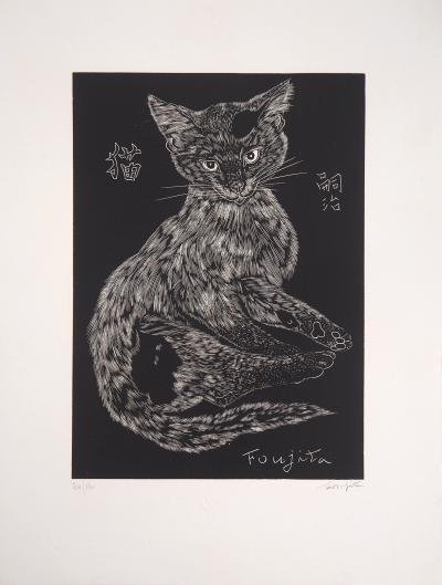 Tsuguharu FOUJITA - Chat, 1927 - Bois gravé original signé 2