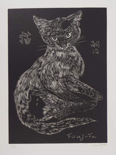 Tsuguharu FOUJITA - Chat, 1927 - Bois gravé original signé 2