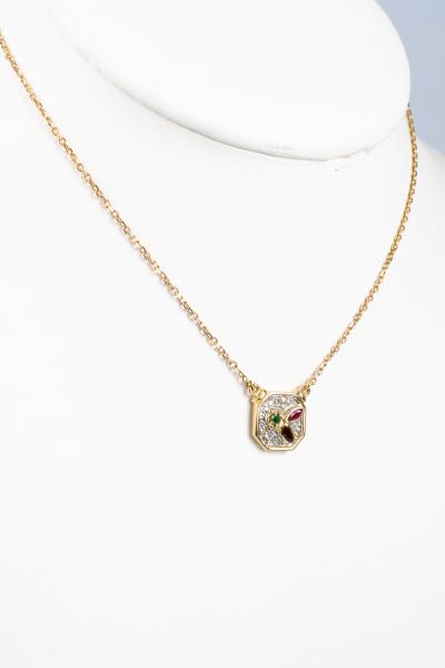 Necklace yellow gold, emerald, ruby and diamonds 2