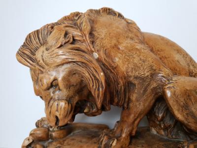D’après Antoine Louis Barye (1795-1875) - Lion au serpent - Sculpture en plâtre - Ca. 1900 2