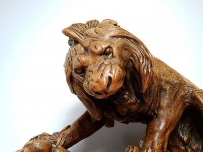 D’après Antoine Louis Barye (1795-1875) - Lion au serpent - Sculpture en plâtre - Ca. 1900 2