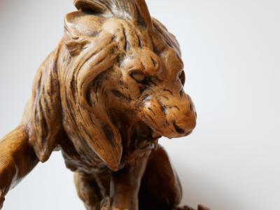 D’après Antoine Louis Barye (1795-1875) - Lion au serpent - Sculpture en plâtre - Ca. 1900 2
