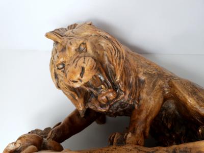 D’après Antoine Louis Barye (1795-1875) - Lion au serpent - Sculpture en plâtre - Ca. 1900 2