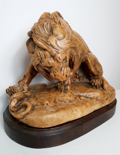 D’après Antoine Louis Barye (1795-1875) - Lion au serpent - Sculpture en plâtre - Ca. 1900 2