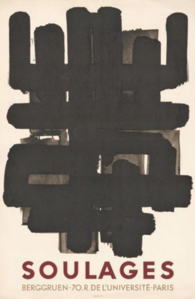 Pierre SOULAGES - Berggruen, 1958 - rare affiche lithographique ORIGINALE sur papier ARCHES 2
