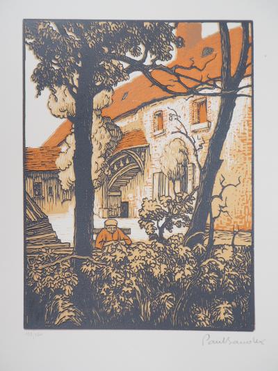 Paul BAUDIER : Vieille maison - Bois gravé original signé, 1923 2