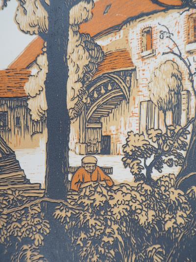 Paul BAUDIER : Vieille maison - Bois gravé original signé, 1923 2