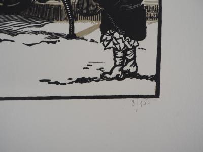 Georges BRUYER : La bonne marchande - Bois gravé original signé, 1923 2