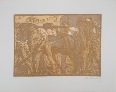 Adolpho de CAROLIS : Le Travail - Bois gravé original signé, 1923 2