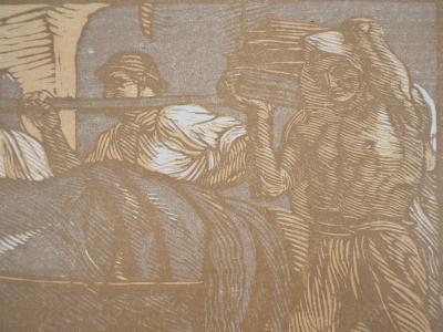 Adolpho de CAROLIS : Le Travail - Bois gravé original signé, 1923 2