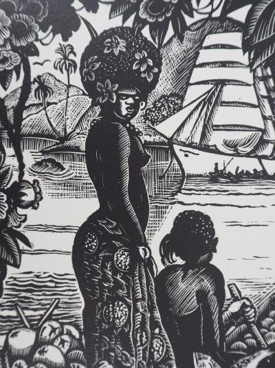 Pierre FALKE : Tahiti, Souvenirs d’Océanie, 1925 - Bois gravé original signé 2