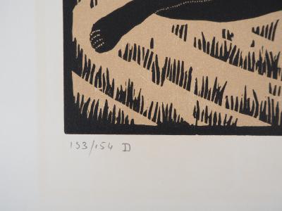 Jules MIGONNEY: Unter den Palmen - Original signierter Holzschnitt, 1923 2