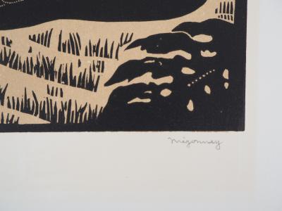 Jules MIGONNEY: Unter den Palmen - Original signierter Holzschnitt, 1923 2