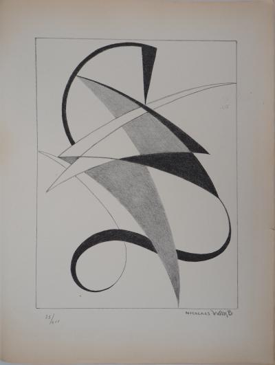 Nicolaas WARB : Composition abstraite, 1946 - Lithographie originale Signée 2