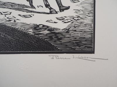 Pierre LISSAC : Jockey avant la course, 1926 - Bois gravé original signé 2
