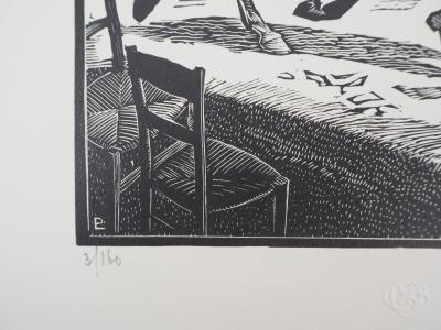 Pierre LISSAC : Jockey avant la course, 1926 - Bois gravé original signé 2