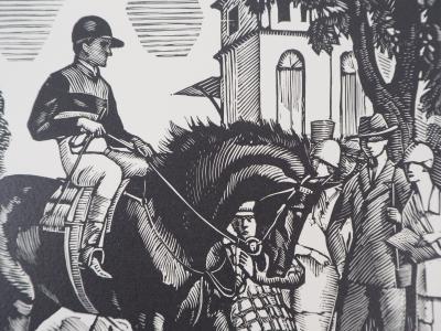 Pierre LISSAC : Jockey avant la course, 1926 - Bois gravé original signé 2