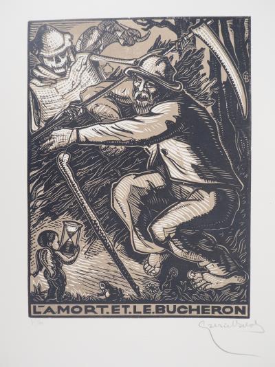 Gabriel BELOT : La Mort et le Bucheron, 1925 - Bois gravé original signé 2