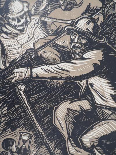 Gabriel BELOT : La Mort et le Bucheron, 1925 - Bois gravé original signé 2