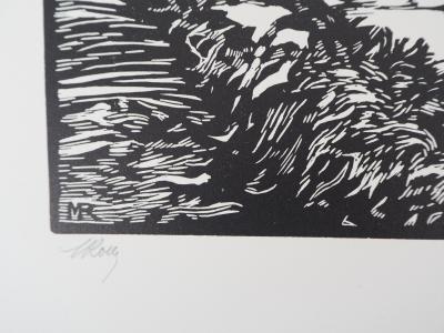 Maurice ROLLET : Le Canal, 1927 - Bois gravé original signé 2