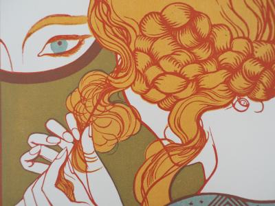 Emile BOIZOT : Art Déco, le Miroir - Bois gravé original signé, 1927 2