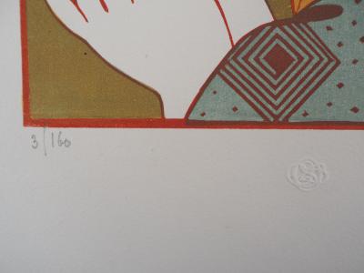 Emile BOIZOT : Art Déco, le Miroir - Bois gravé original signé, 1927 2