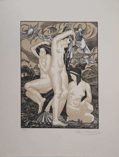Clément SERVEAU : Le Jardin exquis, 1925 - Bois gravé original signé 2