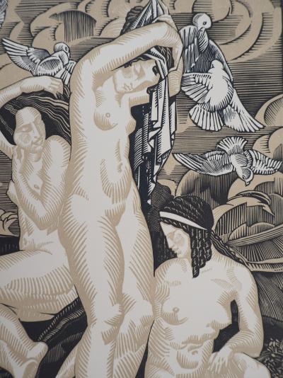 Clément SERVEAU : Le Jardin exquis, 1925 - Bois gravé original signé 2