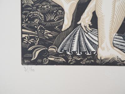 Clément SERVEAU : Le Jardin exquis, 1925 - Bois gravé original signé 2