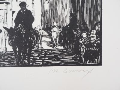 Paul Adrien BOUROUX - Corse, Rue à Bonifacio - Bois gravé original signé, 1926 2